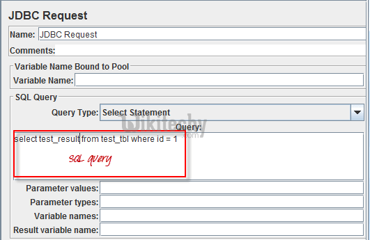  configuration of jdbc request